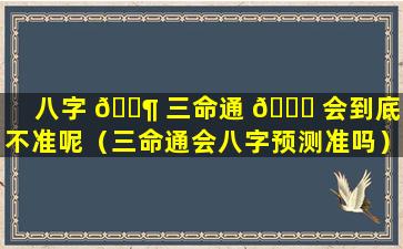 八字 🐶 三命通 🐟 会到底准不准呢（三命通会八字预测准吗）